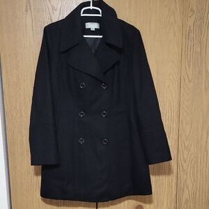 Anne Klein Women's Wool Doubled Breasted Black Winter Pea Coat Size XL BRAND NEW